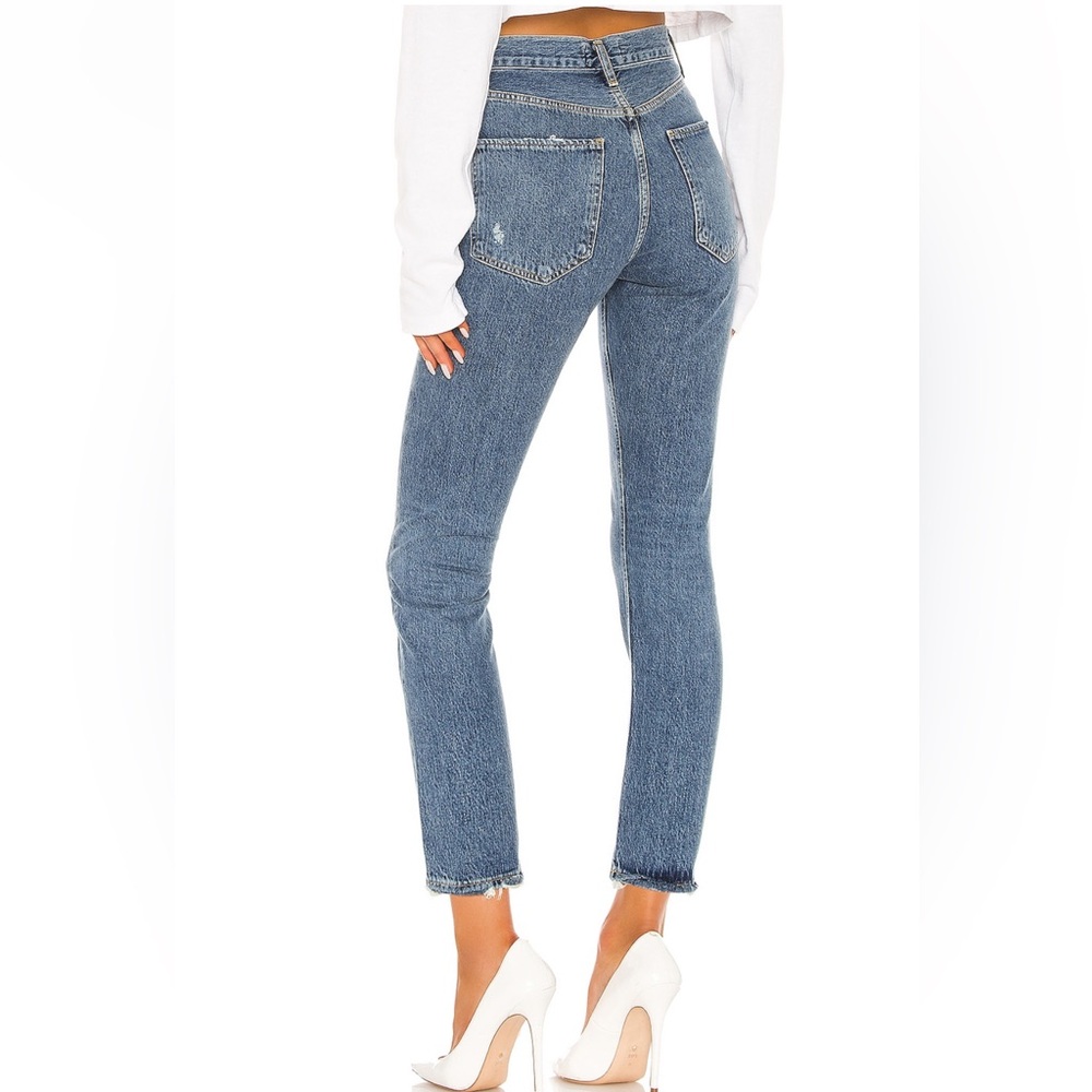 Agolde Riley High Rise Cropped Straight Jeans in Frequency - Picture 2 of 7